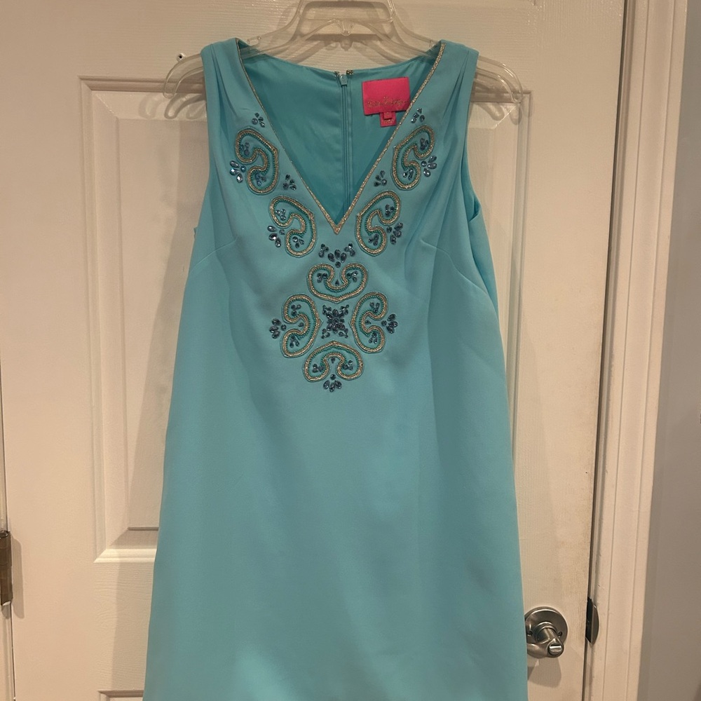 Lilly Pulitzer Blue Embellished Sheath Mini Dress